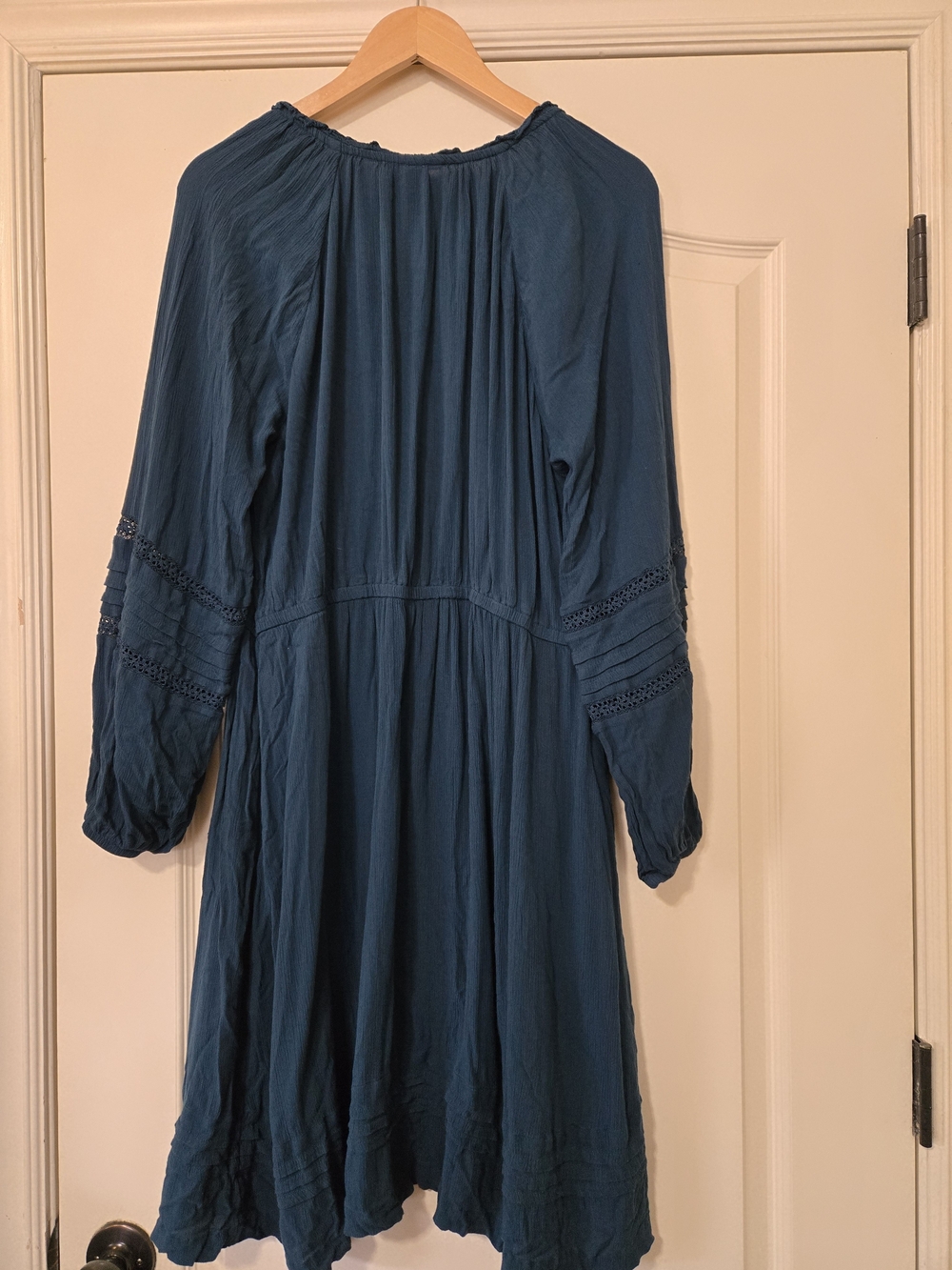 Knox Rose Deep Teal Boho V-Neck Long Sleeve Dress Drapey Flowy - Picture 5 of 8